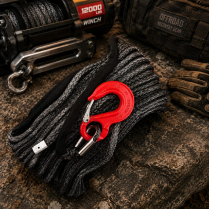 Synthetic Winch Rope 8 mm x 40 m with Hook – Rated up to 5500 kg | Offroad Recovery Cable
