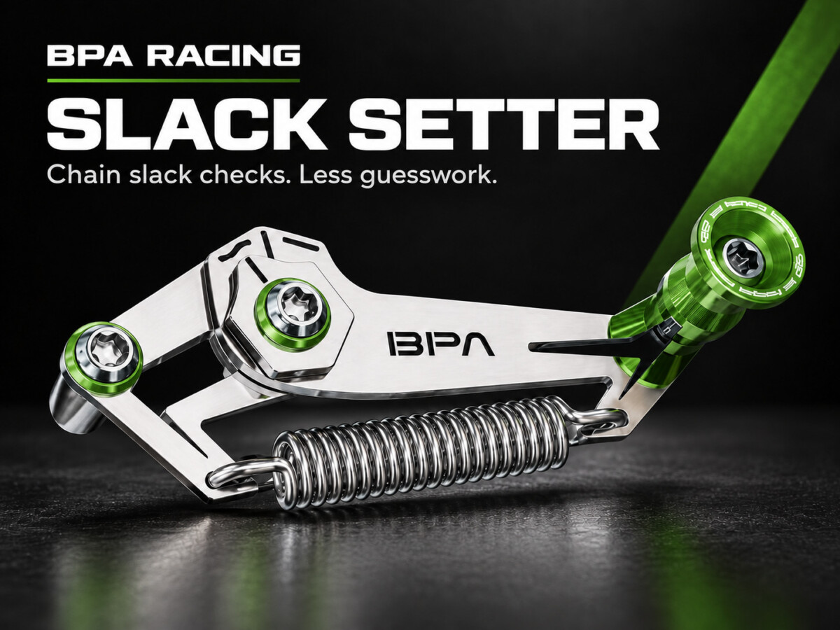 BPA Racing Slack Setter motorcycle chain slack tool in green